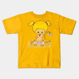 Cute girl with flower Kids T-Shirt